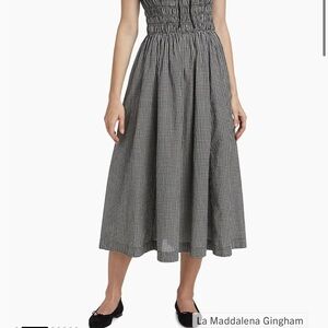 DOEN Quinn smocked check dress NWT xs